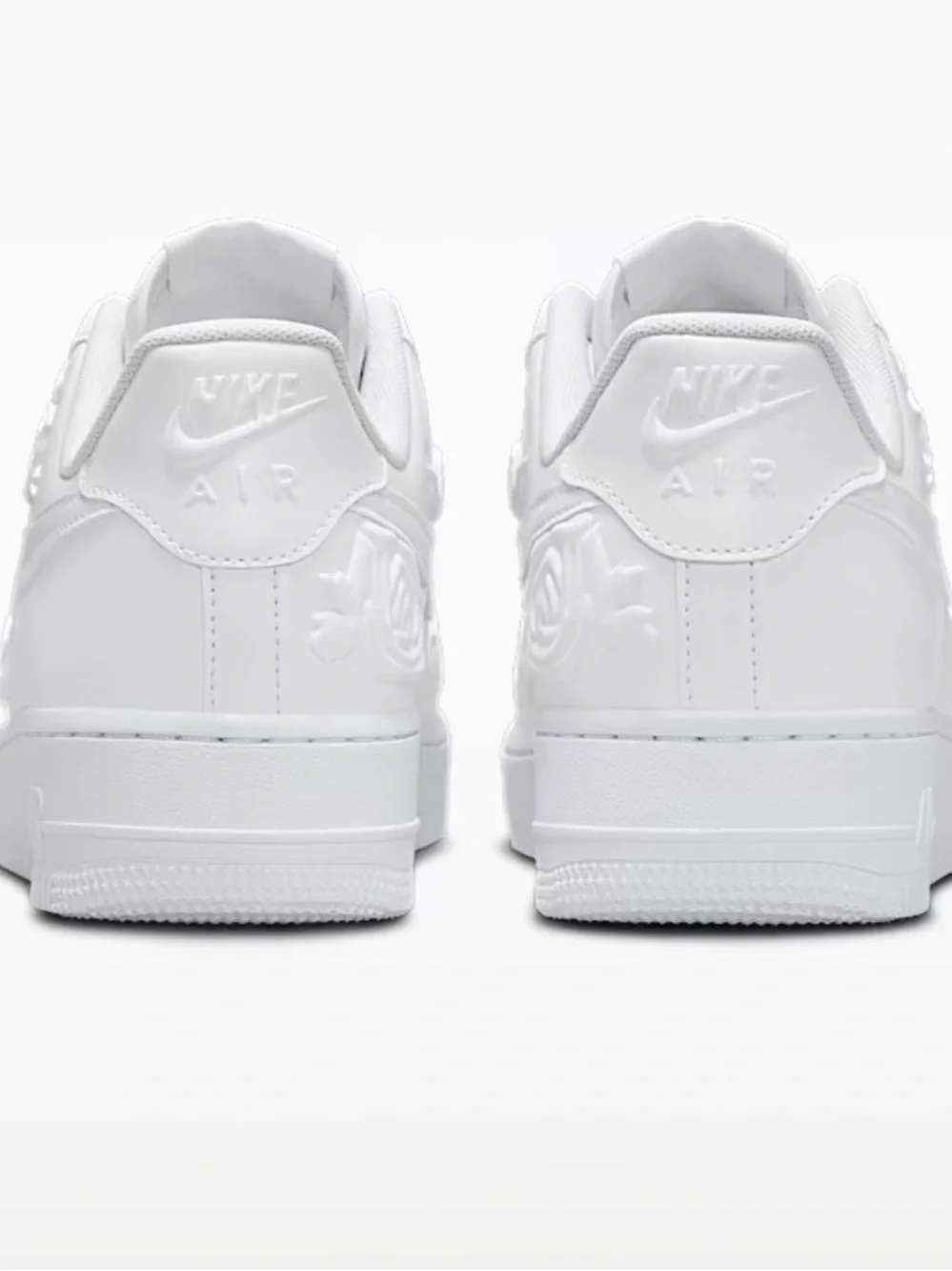 Nike Women’s White Embossed Rose Air Force 1 Sneakers